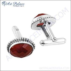 Gemelos de plata Glamour con ónix rojo Gemelos étnicos de piedras preciosas Último gemelo de ónix rojo - Product Image 1
