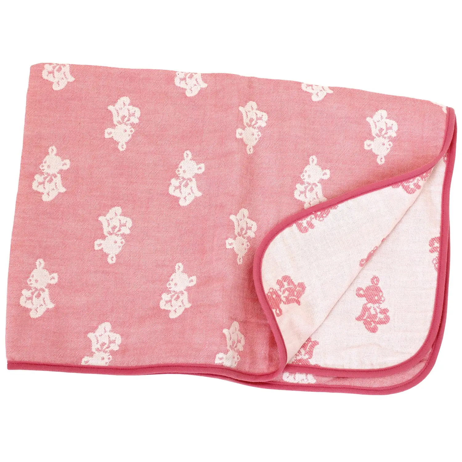 [Wholesale Products] Made in Japan 4-Layered Gauze Baby Blanket Usual Size 70cm*100cm 100% Cotton Breathable Low MOQ Soft Pink