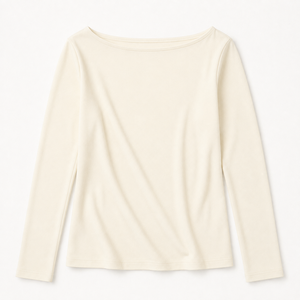 Haut à col rond et manches longues pour femme, minimaliste, élégant, décontracté, coupe ajustée, extensible, respirant, en jersey uni, chemisier basique tendance pour femme - Product Image 4