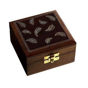 Boîte de présentation de bijoux de bracelet de bague de mariage gravure à la main emballage cadeau boîte de bibelot portable boîte à bijoux en bois - Product Image 4