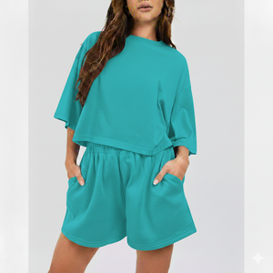 Conjunto de Dos Piezas Personalizado con Logotipo, Camiseta y Pantalones Cortos para Mujer, 100% Algodón, Secado Rápido, Ropa Deportiva 2026 - Product Image 2