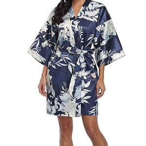 Wholesale Plain Satin <b>Robes</b> Women Silk Kimono Bathrobe Bridal Bridesmaid Wedding Sleepwear Custom Logo OEM - Product Image 1
