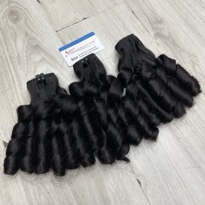 Extensions de cheveux humains bouclés à double trame, couleur noire, pour femmes noires, 12 pouces, prêtes à être expédiées - Product Image 1