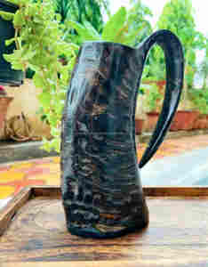 Fabriqué à la main personnalisé Viking sculpture en céramique corne à boire tasse hautement polie corne naturelle inde pour les cadeaux d'affaires-vin bière - Product Image 3