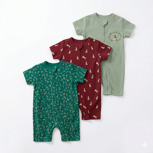 Combinaison d'été décontractée unisexe pour enfants Linxi, 100% coton, nouveau-né, manches courtes, double fermeture éclair, imprimé animal, boîte cadeau - Product Image 5