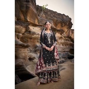 Haut et bas de créateur avec Dupatta pour fête Taille XL - Product Image 2