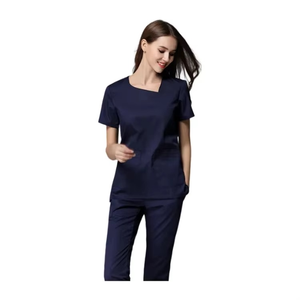 Premium <b>Light</b> Blue Medical Scrub Set Customize Hospital Nurse Uniform V-<b>Neck</b> Top Cargo Pants Doctor Nursing Workwear Scrub Suits - Product Image 4
