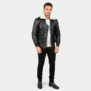 2026 Genuine Sheep Leather <b>Jacket</b> for <b>Men</b> <b>White</b> Fur Vintage Style Breathable Digital Printing Customized Motorcycle <b>Jacket</b> - Product Image 1