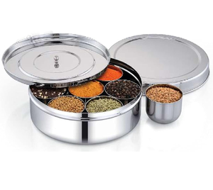 Stainless Steel Spice <b>Box</b> Handmade Elegant Design <b>Herb</b> Tool Storage Spice <b>Box</b> with Lid and Spoon - Product Image 4