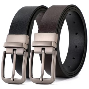 <b>Reversible</b> Genuine Leather <b>Belt</b> Cow Hide Solid Color Pin Buckle Alloy Formal Men's <b>Belt</b> - Product Image 1