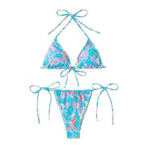 Traje de Baño con Estampado Artístico por Sublimación, Diseño Vibrante y Colorido, Estilo Hippie Moderno, Ropa de Verano para Mujer, Bikini de Playa - Product Image 6