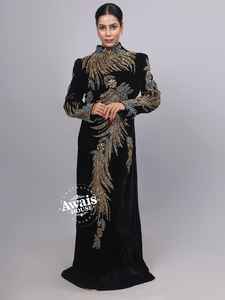 Ensemble 2 pièces de luxe AWAIS HOUSE pour femmes musulmanes, en velours uni perlé, lavable, écologique, simple, longueur ras du sol, vente en gros - Product Image 4