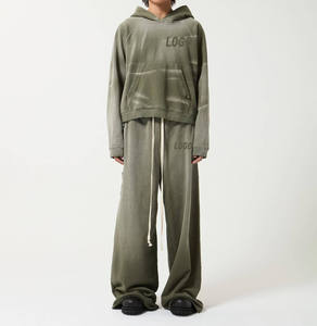 Conjunto de Sudadera con Capucha y Pantalones Deportivos con Efecto Deslavado al Sol, Estilo Vintage, para Hombre - Product Image 3