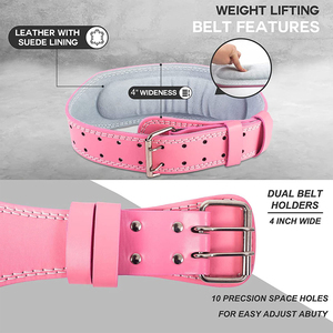 Ceinture de musculation en cuir blanc avec coussinet lombaire OEM, ceinture de levage de poids à double boucle, fabricant en gros - Product Image 5