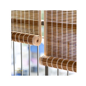 Stores enrouleurs modernes en bambou naturel tressé, sans perçage, installation facile - Product Image 5