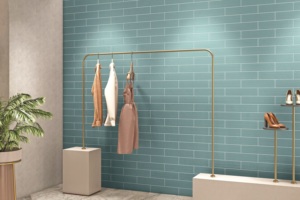 Azulejo Cerámico Brillante Aqua Mist de 75x300mm, Colección Lavaline, Azul Profundo, Azulejo de Pared con Diseño Lineal Acanalado, Estilo Europeo para Cocina y Baño - Product Image 6
