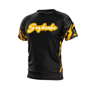 เสื้อรัดกล้ามเนื้อแขนยาวสำหรับผู้ชาย Saqibandco สีขาว-เหลือง ลายหัวกะโหลกและดอกกุหลาบ ทรงพอดีตัว ยืดหยุ่น น้ำหนักเบา แห้งเร็ว เหมาะสำหรับศิลปะการต่อสู้ - Product Image 1