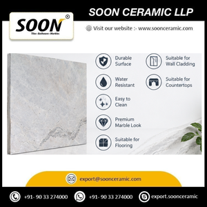 SOON CERAMIC Prix direct usine Blanc neige Bookmatch Calcite Grande dalle polie Moderne Écologique Design 3D pour l'aménagement intérieur - Product Image 3