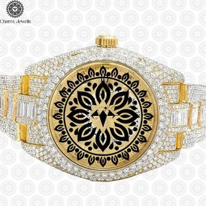 Charm_Jewells Luxury Gold <b>Watch</b> 38mm Round Dial Analog Quartz Movement Diamond Encrusted Unisex Fashion Jewelry - Product Image 1