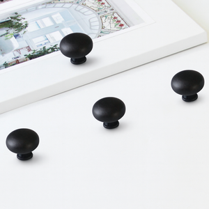Factory Price Round Zinc Alloy <b>Knob</b> Hardware Materials Modern Matte <b>Black</b> Pull for Kitchen Cabinet Wardrobe Bathroom Vanity - Product Image 1