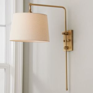 Modern Indoor Wall <b>Light</b> Metal Gold Finish Fabric Shade LED Wall Lamp For Bedroom Hotel Restaurant Bar Decorative <b>Sconce</b> - Product Image 3