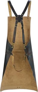 Heavy Duty Heat& Flame Resistant Premium Quality Full Grain Leather <b>Working</b> <b>Apron</b> Crossbody Bib Design Unisex Kitchen Use <b>Aprons</b> - Product Image 2