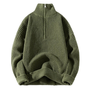 Custom Winter <b>Men's</b> Half Zip Sweater <b>Men</b> Quarter Zip Sweater Knitted Winter Clothing Solid Color Winter Wear - Product Image 3