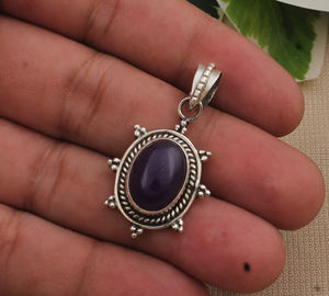 Colgante de Plata de Ley 925 con Lapislázuli Natural y Baño de Platino, Gema Rosa, Joyería al por Mayor, Precio de Fábrica - Product Image 5