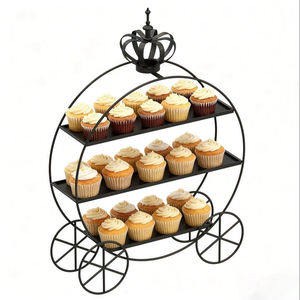 ถาดวางช็อกโกแลตทรงล้อหลายชั้นสีดำสุดหรูสำหรับจัดแสดงคัพเค้ก - Product Image 1