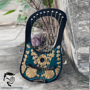 Handmade Lyre Harp 10-<b>String</b> Floral Design Rosewood Celtic Harp with Free Tuning Key & <b>Strings</b> - Product Image 6