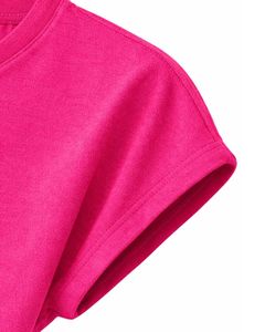 Ensemble de détente rose vif pour femme : T-shirt à manches courtes et short – Pyjama décontracté d'été en mélange de coton doux et respirant – Tenue deux pièces - Product Image 5