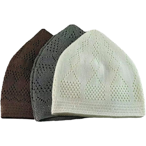 Eid Islamic <b>Men</b> Prayer <b>Hats</b> Koofi Muslim Topi Cap Knitting Taqiyah Takkhe Designer Embossed Namaz Stretchable Prayer Topi Ethnic - Product Image 4
