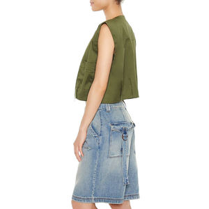 Nuevo Diseño de Invierno, Top Corto sin Mangas para Mujer, Tejido, Acolchado, Estilo Urbano, Transpirable, Liso, con Cierre Completo y Múltiples Bolsillos - Product Image 5