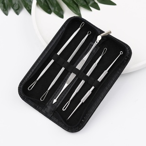 Ametrine Surgical Professional Ergonomic Manual Stainless Steel Pimple <b>Extractor</b> 5-Piece Silver <b>Blackhead</b> Remover Kit CE - Product Image 5