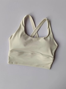 Women Padded <b>Cross</b> Strap Sports Bra Scoop Neck High Elastic Active Wear <b>Top</b> Breathable Gym Fitness Athleisure Bralette - Product Image 5