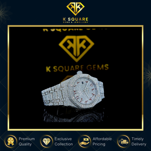 Montre de luxe à mouvement automatique de qualité supérieure, quartz, résistante à l'eau, en acier inoxydable VVS, avec diamants en moissanite - Product Image 2