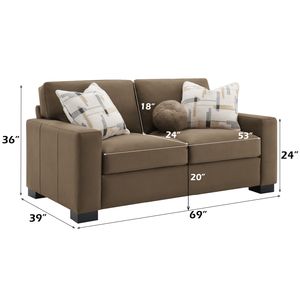 Divano Darya in Tessuto Scamosciato Marrone con 3 Cuscini, Elegante Divano per Soggiorno - Product Image 3