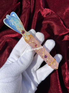 Wholesale Handmade Rose Quartz & Opalite Angel <b>Figurine</b> with <b>Crystal</b> Wand Spiritual Healing Stone for Reiki Chakra Energy - Product Image 3
