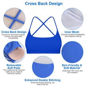 Sujetadores deportivos cortos con tiras y espalda abierta para mujer, 1 o 3 unidades, tops de fitness sexys, sujetadores deportivos cortos acolchados de impacto bajo con espalda abierta - Product Image 4