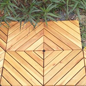 กระเบื้องพื้นไม้สักแท้คุณภาพสูง ขนาด 300x300 มม. กันลื่น เป็นมิตรกับสิ่งแวดล้อม กันน้ำ รูปทรงสี่เหลี่ยม สำหรับใช้งานกลางแจ้งแบบดั้งเดิม ติดตั้งง่ายแบบคลิ๊กล็อค - Product Image 4