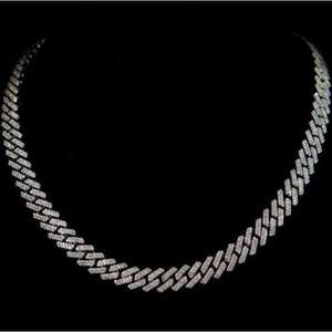 Luxury V Pattern Link <b>Chain</b> Moissanite Diamond Hip Hop Necklace White Gold <b>Iced</b> <b>Out</b> Statement Jewelry for Men Women - Product Image 1