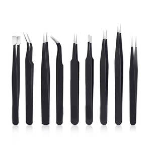 Ensemble de 9 pinces à épiler améliorées, antistatiques, en acier inoxydable, pour électronique, soudure, travail de laboratoire, bijoux - Product Image 1