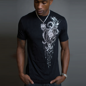 Custom High Quality Rhinestone T Shirts Men Custom Rhinestone Logo Print Short Sleeve Graphic 100% Cotton T-Shirt Men's - Product Image 4