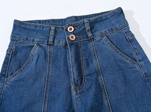 Shorts en jean taille haute pour homme, délavage moyen, coupe droite, décontracté, été, en coton, avec fermeture boutonnée - Product Image 6