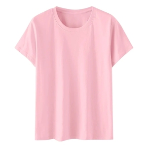 Camiseta de Cuello Redondo y Manga Corta para Mujer, Color Sólido, 100% Algodón, Tejido Transpirable, Corte Regular Informal, Logotipo Personalizado - Product Image 5