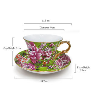 ชุดถ้วยกาแฟพอร์ซเลนลายดอกโบตั๋นและจานรองของขวัญแบบดั้งเดิมจากวัฒนธรรมจีนสไตล์ Hakka เหมาะสำหรับเป็นของขวัญทางธุรกิจ - Product Image 2