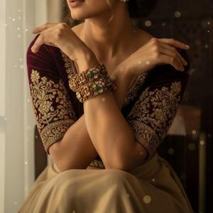 Maharani Peacock Motif Polki And Emerald Single Bangle <b>Kada</b> Crafted In Gajaah 925 Sterling Silver Bridal Jewellery - Product Image 2