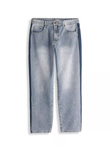 Jeans de Mezclilla para Hombre, Corte Recto, con Panel Lateral en Contraste, Personalizados al por Mayor, Moda Casual y Urbana, OEM ODM - Product Image 5