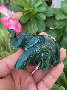 Hand Carved Natural Fuchsite <b>Elephant</b> Figurine Green Crystal Animal Statue OEM ODM Wholesale Supplier - Product Image 3