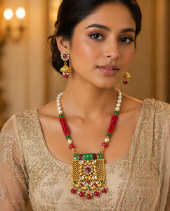 Indian Stylish Layered Pearl Rani Haar Long Kundan Necklace Zircon Alloy Jewellery Set Wedding Engagement Party Gift Hiphop Gold - Product Image 1